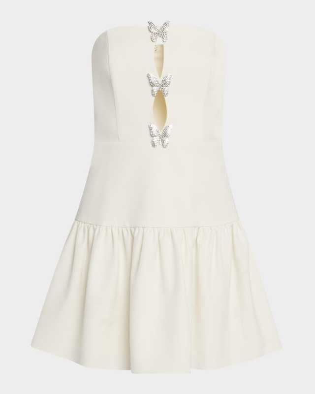 Strapless Cutout Butterfly Crepe Mini Dress